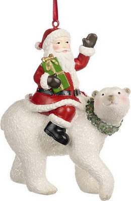 

Елочная игрушка, Xmas 2024 Санта с подарками на медведе / D 43227_1
