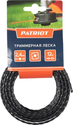 Леска для триммера PATRIOT 240-12-5 (скрученный квадрат, черный) - 