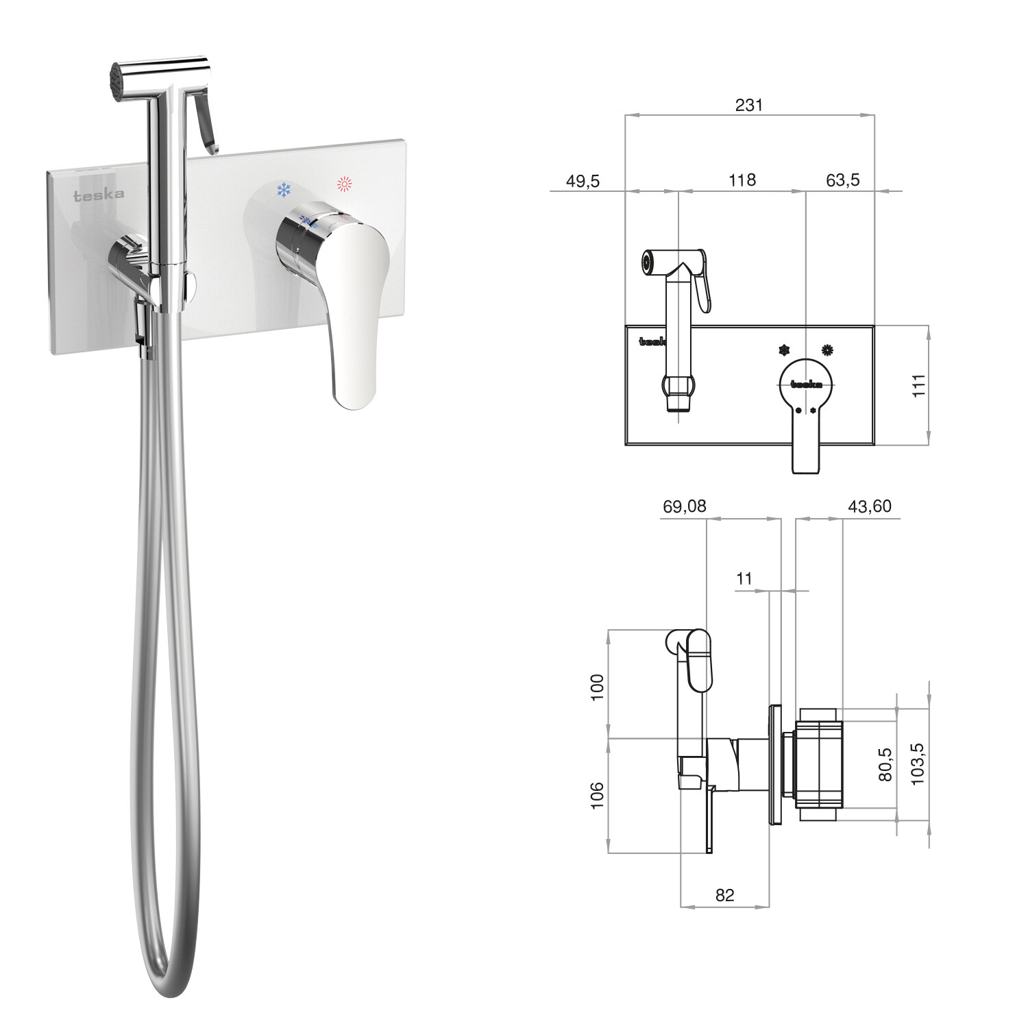 Гигиенический душ со смесителем Teska Elsa BTK6410W — фото 3