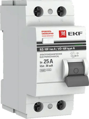 

Устройство защитного отключения, PROxima ВД-100 2P 25А 30мА / elcb-2-25-30-em-a-pro