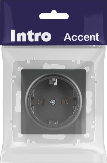 Розетка INTRO Accent 6-202-07 / Б0063697 (графит)