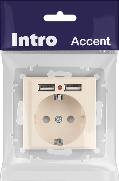 Розетка INTRO Accent 6-410-02 / Б0063692 (слоновая кость)