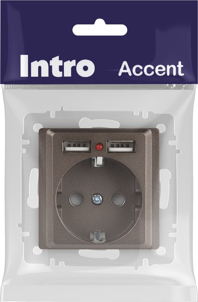 Розетка INTRO Accent 6-410-08 / Б0063704 (бронза)