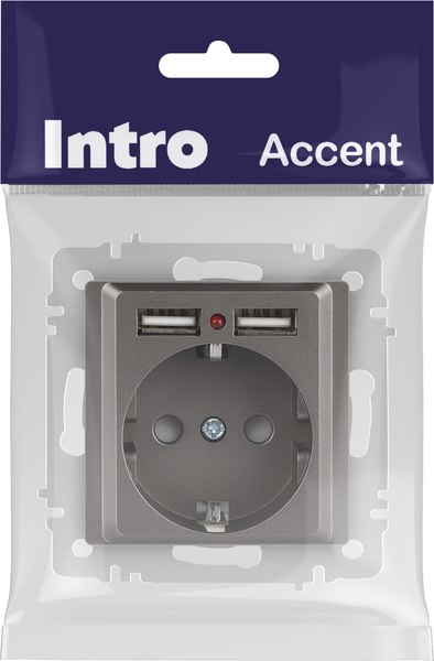 Розетка INTRO Accent 6-410-09 / Б0063711 (титан)