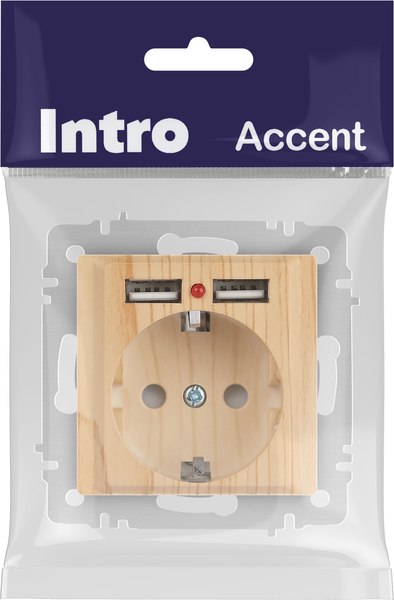 Розетка INTRO Accent 6-410-11 / Б0063720 (сосна)