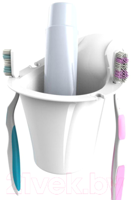 Стакан для зубной щетки и пасты Bama Portaspazzolini 70362 (белый)