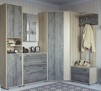 Шкаф-пенал SV-мебель Прихожая Визит 1 (дуб сонома/сосна джексон) - пример комплектации