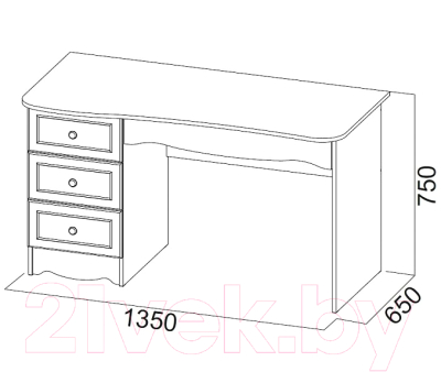 Письменный стол SV-мебель Акварель 1 (ясень анкор светлый/белый матовый/цветы)