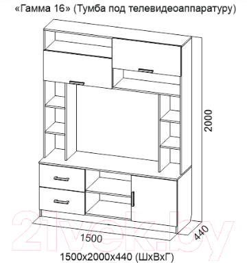 Стенка SV-мебель Гостиная Гамма 16 (дуб венге/дуб млечный)