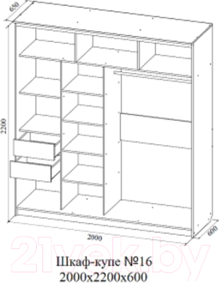 Шкаф-купе SV-мебель №16 2.0 (ясень шимо темный)