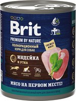 Влажный корм для собак Brit Premium by Nature с индейкой и уткой / 5051199 (850г) - 