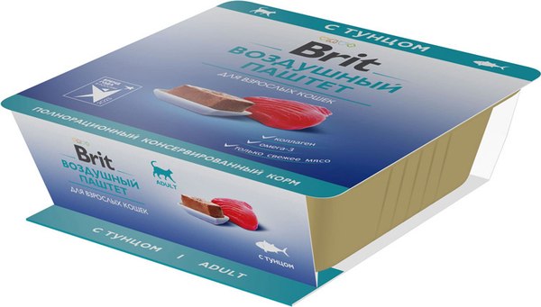 Влажный корм для кошек Brit Premium воздушный паштет с тунцом / 5060917 (100г)