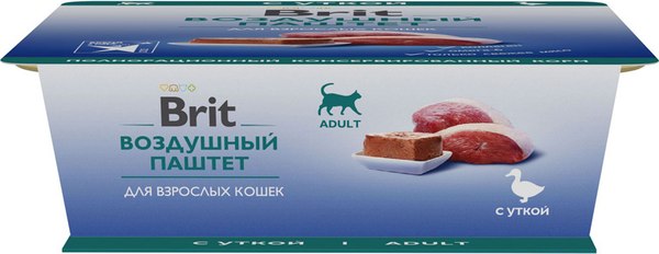 Влажный корм для кошек Brit Premium воздушный паштет с уткой / 5060955 (100г)