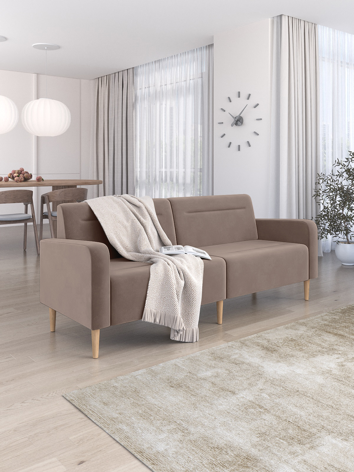 Диван Monofix Фоксет 202см (велюр/светло-коричневый №6) — фото 5