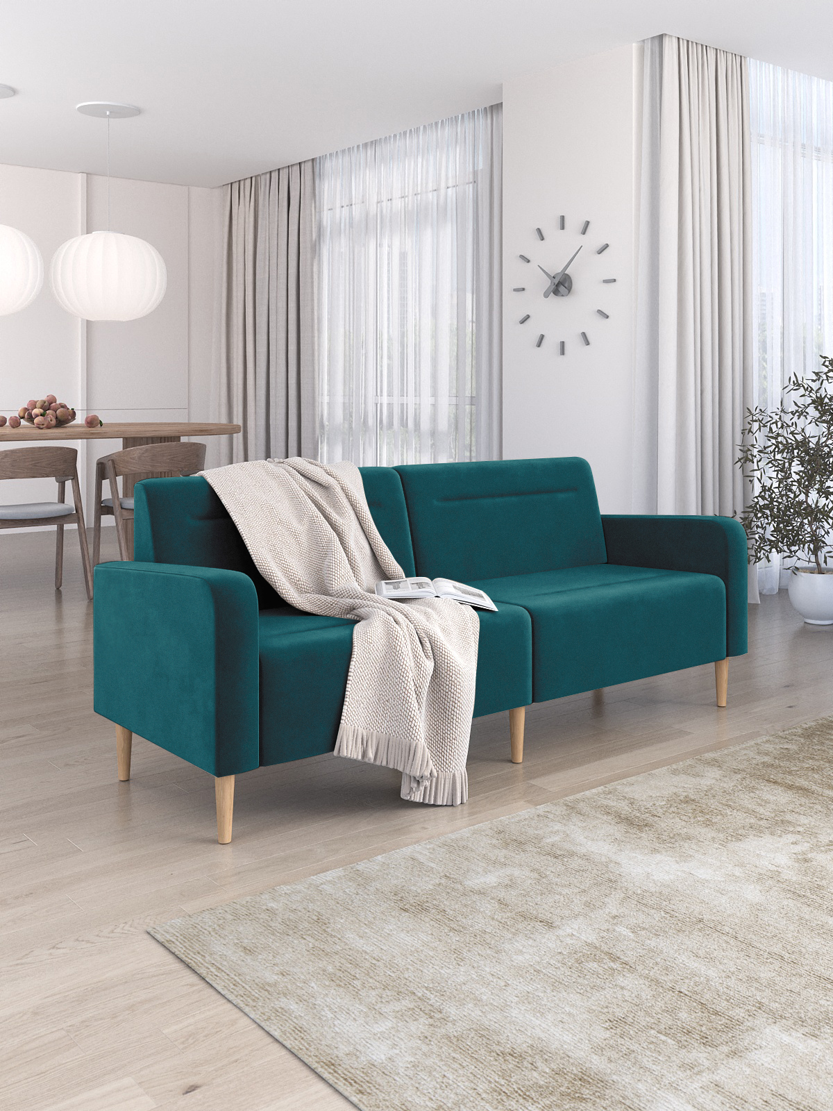 Диван Monofix Фоксет 202см (велюр/изумрудный №20) — фото 5