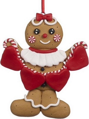 

Елочная игрушка, Xmas 2024 Пряничный человечек с сердцами / KL 60410_2