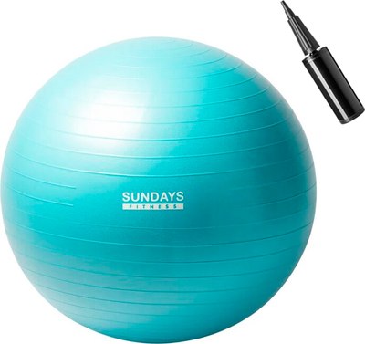 Фитбол гладкий Sundays Fitness IR97403 + Насос ручной  IR97410 (75см, голубой) - 