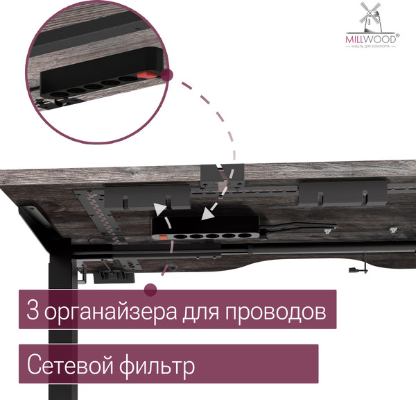 Купить Стол с подъемным механизмом Millwood Подъемный Смарт с вырезом 160x80 в Слуцке