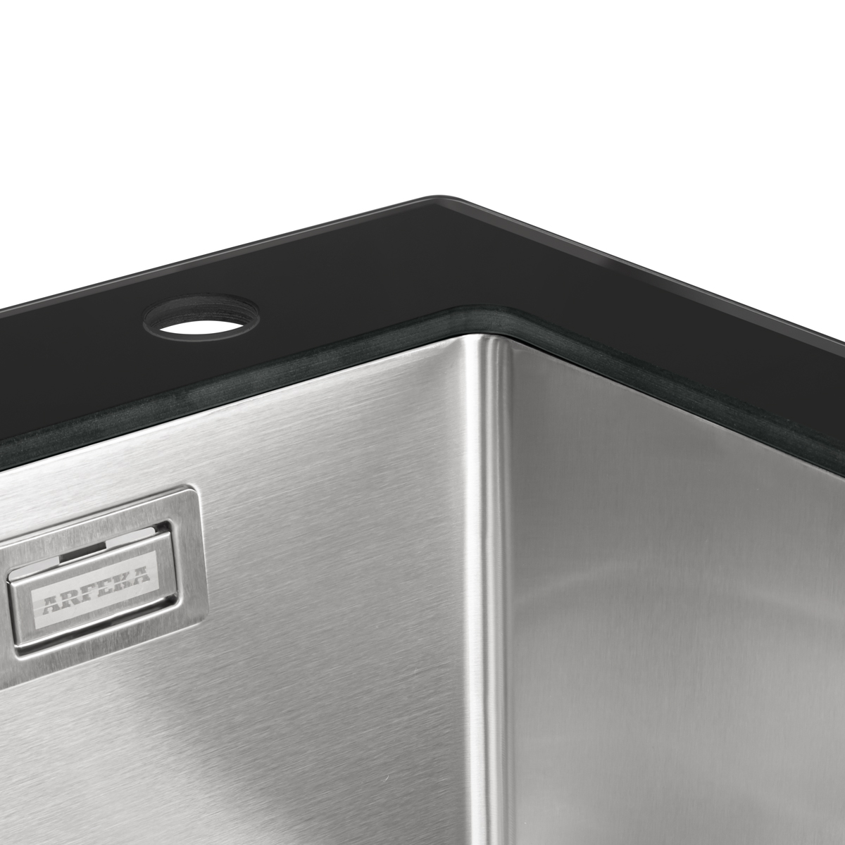 Мойка кухонная Arfeka Eco AR 50x50 (GS Black Glass+Satin) — фото 4