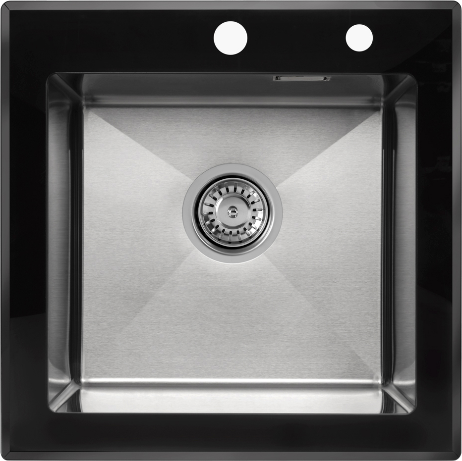 Мойка кухонная Arfeka Eco AR 50x50 (GS Black Glass+Satin)