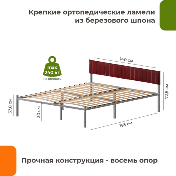 Купить Двуспальная кровать Домаклево Лофт Компакт 140x190 в Жодино