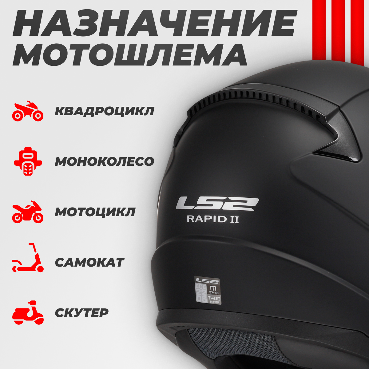 Мотошлем LS2 FF353 Rapid II Solid (S, черный матовый) — фото 4