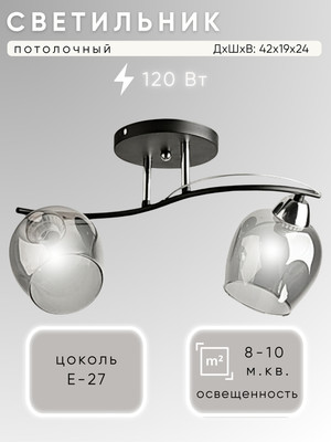 Потолочный светильник Aitin-Pro НПБ 02-2x60-101 / 8208/2A (черный/хром) -