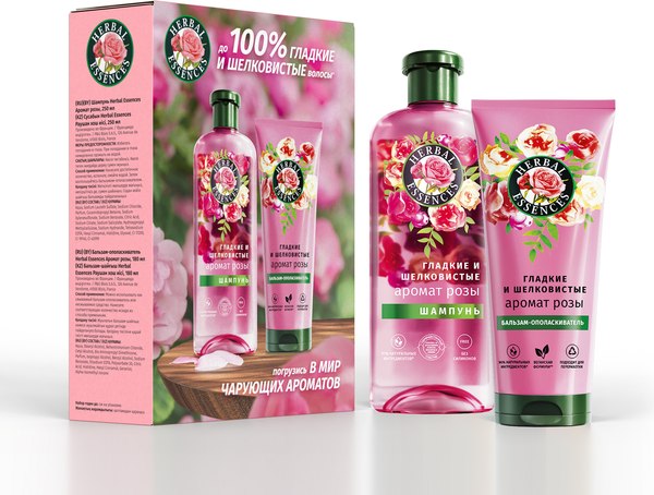 Набор косметики для волос Herbal Essences Essences Аромат розы Шампунь 250мл+Бальзам 180мл