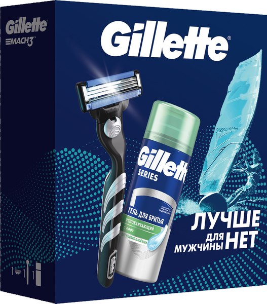 Набор для бритья Gillette Mach3 Станок с 1 сменной кассетой+Гель д/бритья Series 75мл