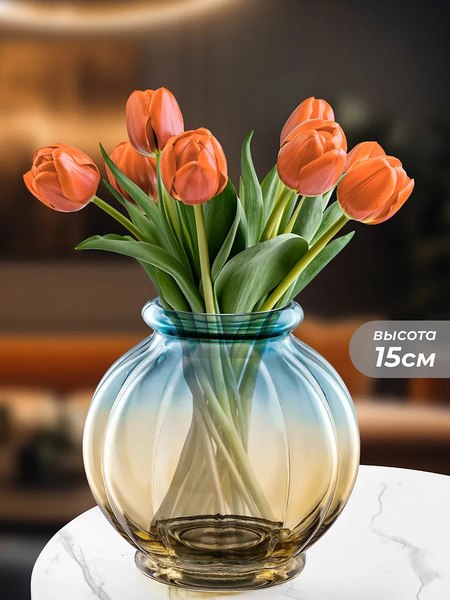 Ваза Elan Gallery 390245 (бежевый/голубой)