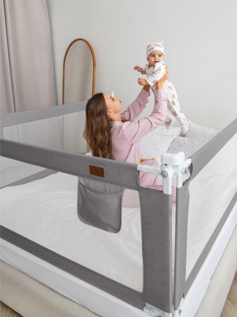 Ограждение для кровати Amarobaby Linear / AB-LIN-BSR-SE-160 (серый) — фото 3