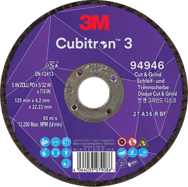 Отрезной диск 3M Cubirton 3 T27 P36+ 125x4.2/22.23мм / 94946