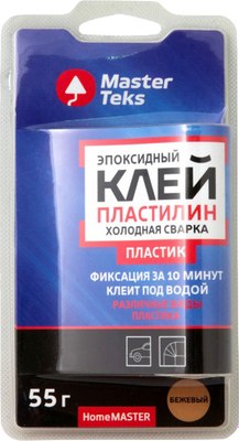 Клей MasterTeks HomeMaster пластилин эпоксидный холодная сварка для пластика (55г, бежевый) - 