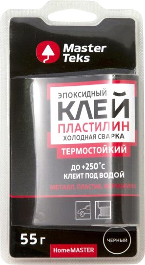 Клей MasterTeks HomeMaster пластилин эпоксидный холодная сварка термостойкий (55г, черный)