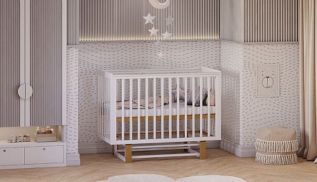 Детская кроватка Polini Kids Simple 341 с маятником / 0003167-26 (белый/дуб кафт золотистый)