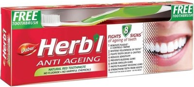Набор для ухода за полостью рта Dabur Антивозрастная травяная + зубная щетка (150г) - 