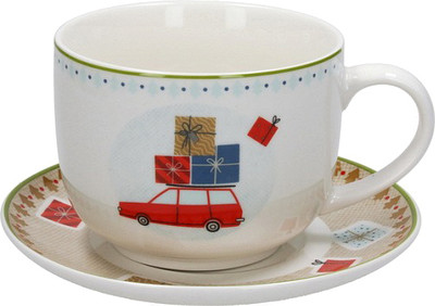 

Чашка с блюдцем, New Milk & Coffee Christmas Time Машина / NL6856GM250