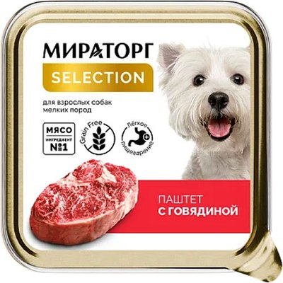 

Влажный корм для собак, Selection паштет для взрослых собак с говядиной