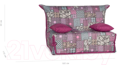 Диван Rivalli Гейша 120 без ящика с ППУ (Patchwork Pink Grey)