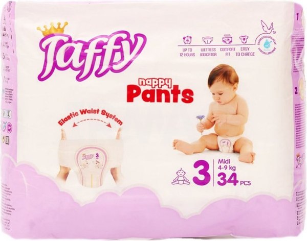 Подгузники-трусики детские Taffy Nappy Midi 4-9кг (34шт)