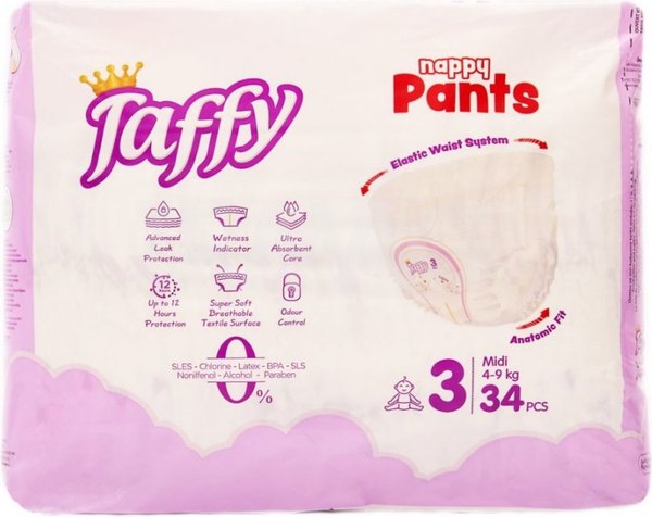 Подгузники-трусики детские Taffy Nappy Midi 4-9кг (34шт)