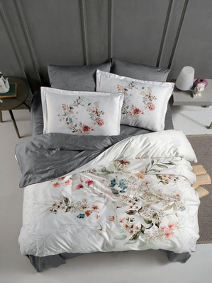 

Комплект постельного белья, Премиум Сатин Евро / N359 FLORAL Grey