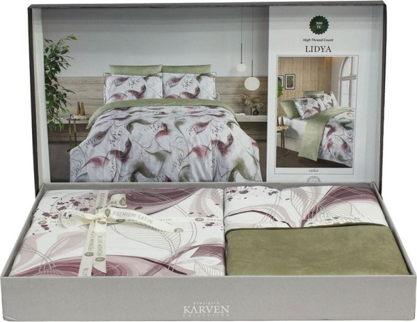 Комплект постельного белья Karven Премиум Сатин Евро / N359 LIDYA Cedar