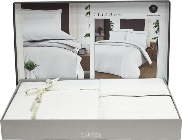 Комплект постельного белья Karven Премиум Сатин Евро / N359 LUCCA White