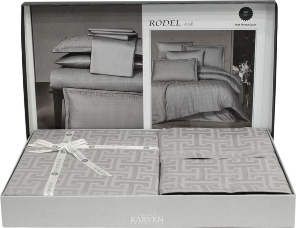 Комплект постельного белья Karven Премиум Сатин Евро / N359 RODEL Ash