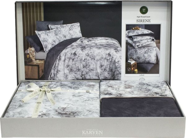Комплект постельного белья Karven Премиум Сатин Евро / N359 SIRENE Cobalt