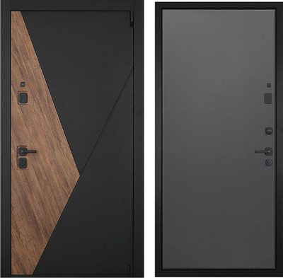 Входная дверь ГРАНИТ Геометрия 77 графит нубук (96x207, правая) -