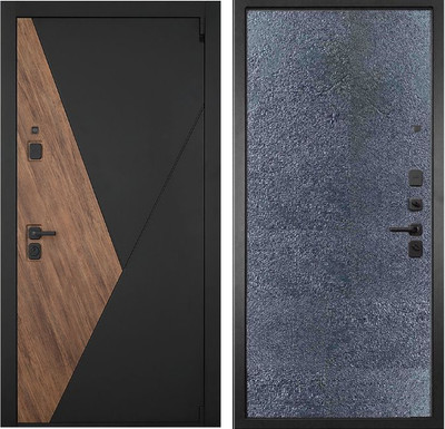Входная дверь ГРАНИТ Геометрия 77-1 бетон темный (96x207, правая) -