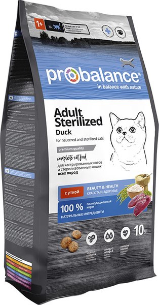 Сухой корм для кошек ProBalance Sterilized с уткой
