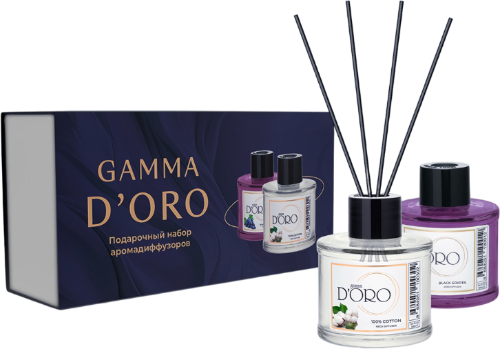 Ароматический набор Gamma D'ORO Аромадиффузор Хлопок+Аромадиффузор Черный виноград (100мл+100мл)